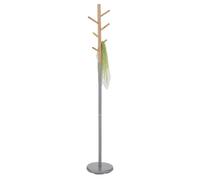 IDIMEX Porte-Manteaux Enrico Portant à vêtements ur Pied en Forme d'arbre avec 6 Crochets sur différentes hauteurs, Bicolore en métal laqué Gris et Bois
