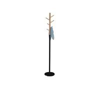 Porte-manteaux ENRICO portant à vêtements sur pied en forme d'arbre avec 6 crochets, en métal laqué noir et bois Noir/naturel G