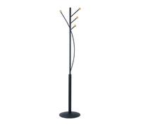 Porte-manteaux maulaura 4 pateres acier laque et hetre hauteur 180cm coloris noir