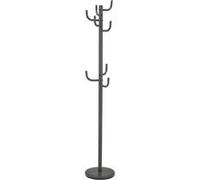 Porte-manteaux MILA portant pour vêtements sur pied hauteur 174 cm socle rond et 8 crochets, meuble d'entrée en métal laqué gris Gris G