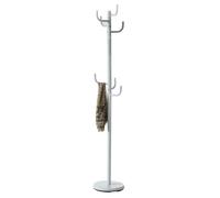 IDIMEX Porte-Manteaux Mila Portant pour vêtements sur Pied Hauteur 174 cm Socle Rond et 8 Crochets Dont 3 à mi-Hauteur, Meuble d'entrée en métal laqué Blanc