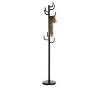 Idimex Porte-manteaux Mila sur pied Hauteur 174 cm socle rond 8 crochets (dont 3 à mi-hauteur) Noir