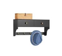 SoBuy FRG178-SCH Porte Manteau Mural, Porte-Manteaux, Étagère Murale, Porte-vêtements avec 2 Tiroirs et 5 Crochets