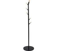 Porte-Manteaux Noir et Effet Bois 6 Patères - FORYA - ALTOBUY Noir G