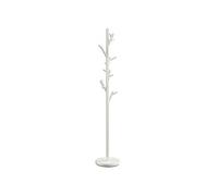 Porte-manteaux ZENO portant à vêtements sur pied en forme d'arbre avec 6 crochets sur différentes hauteurs, en métal laqué blanc