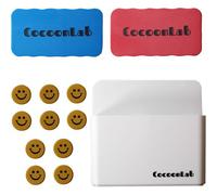 Porte Marqueurs Magnétique Pour Tableau Blanc Brosse Effaceur Tampon Aimanté Éponge Feutre Nettoyer Tableau Aimants Puissants Aimant Rond (Blanc - Kit Complet)