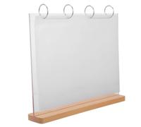 Porte-menu A4 en Acrylique et Bois, 6 Pochettes, pour Café | Présentoir de Table Beige, Alliage Discret, Nettoyage Facile, Remplacement de Contenu Rapide, pour Salons de Thé