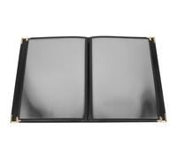 Porte-menu en PVC Noir 4 Pages 8 Vues pour Restaurants et Bars | Protecteur de Menu, Doublure Transparente, Facile à Nettoyer, Couverture Pu, Classeur de Livre de Recettes