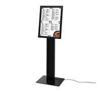 Porte Menu LED sur Pied Noir 4x A4 LED