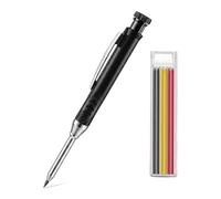 Porte-mines avec 6 recharges, crayons de construction avec taille-crayon intégré, pointe longue, marqueur à trou profond, crayon de travail du bois robuste pour architecte, (2,8 mm)