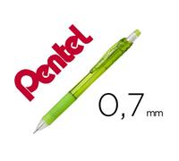 Porte-mines pentel energize canon fixe mine 0,7mm grip caoutchouc gomme avec capuchoncorps coloris vert translucide