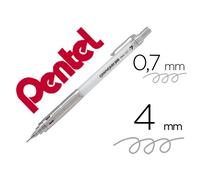 Porte-mines pentel graphgear 300 canon fixe 4mm mine 0,7mm grip metal gomme avec capuchoncorps metal coloris blanc