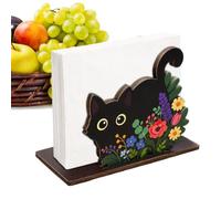 Porte-mouchoirs créatif en bois avec motif chat noir | Table de chevet pour la maison, le bureau, la salle de bain, la chambre à coucher, le jardin, l'extérieur