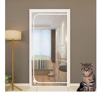 Porte Moustiquaire for Chat, Filet De Porte Renforcé for Chiens, Air Frais en Maille Anti-Rayures avec Fermeture Éclair 100*220cm