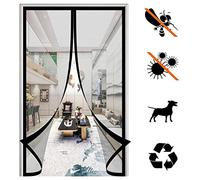 Porte Moustiquaire MagnéTique, Auto AdhéSif Rideau Maille Anti-Moustique, Avec Bandes MagnéTiques Fermeture Automatique Anti Insecte Screen Door, pour Couloirs Patio-Black-c||145x215cm(57x84inch)