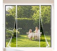 Porte Moustiquaire Magnétique Double Battant 160x290cm Fixation simple avec ruban adhésif puissant, sans endommager les encadrements L'air Peut Circuler Librement Blanc