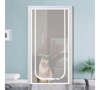 Porte moustiquaire renforcée for chat, moustiquaire for porte for chat, moustiquaire en maille avec fermetures éclair à double sens, porte moustiquaire robuste et amovible for chat(White,100x230cm)