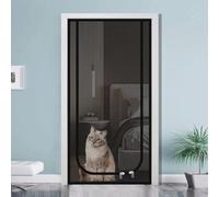 Porte moustiquaire renforcée for chat, moustiquaire for porte for chat, moustiquaire en maille avec fermetures éclair à double sens, porte moustiquaire robuste et amovible for chat(Black,85x205cm)