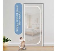Porte moustiquaire renforcée pour chat 90 x 210 cm, fermeture éclair, résistante animaux, empêche les sorties, blanc