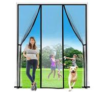Porte Moustiquaire Réversible à Ouverture Latérale Gauche et Droit réticulée Anti-insectes, Respirable Fibre de Verre réticulée Ultra Résistante - avec Bande Auto-Aggripante (215x200cm, Noir)