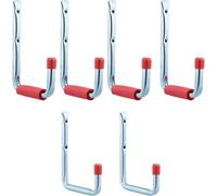 Porte-outils, Lot De 6, 2 Tailles, Jusqu'à 17,5 Kg, Crochet Mural, Garage, Cave, Acier, Mousse, Argenté/rouge - Relaxdays