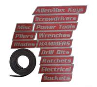 Porte-outils magnétique portable avec étiquettes transparentes pour atelier et garage, surfaces métalliques pour une manipulation efficace des outils (rouge, 12 pièces)
