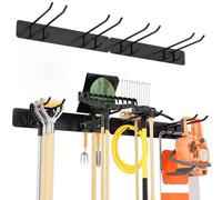 Porte-outils mural Porte-balais et râteaux - Charge max. 150 kg - Acier inoxydable - 2 panneaux - Rangement garage et jardin