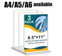 Porte-panneau en acrylique transparent, support d'affichage en forme de T 8,5x11 / 5x7 / 4x6, 1/3/6/12 pièces de panneaux acryliques vierges pour menus, cartes & flyers, parfait pour la maison, le bur
