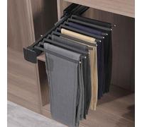 Porte-Pantalons Coulissant, Support Coulissant Amovible, Rangement pour Armoire, Extensible, Gain de Place, Style tiroir, Tige de Suspension, Chariot à roulettes, Porte-vêtements réglable