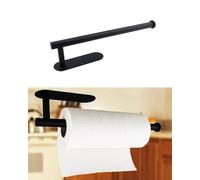 Porte-papier essuie-tout sous armoire - Support mural autocollant ou à visser pour cuisine - Porte-rouleau de papier essuie-tout 1 pack noir