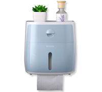 Porte-papier hygiénique avec tiroir et fenêtre, bleu, salle de bains