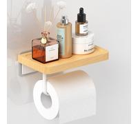 Porte-papier hygiénique haut de gamme en hêtre naturel, aucun perçage nécessaire, porte-papier hygiénique européen en bois massif au design élégant, 20 cm, fixation murale – cuisine/salle de bains
