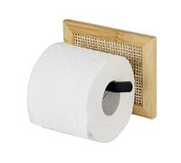 Porte-Papier Toilette Allegre - Support Mural Décoratif au Style Bohème Tendance - en Bambou Et Rotin de Qualité Supérieure - Support en Acier Laqué Mat - 15 X 12 X 6,5 cm - Naturel/Noir