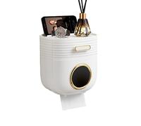 Porte Papier Toilette avec Stockage, Adhésif Porte Rouleau Toilette Support Mural en ABS Porte Rouleau Papier Toilette avec étagère Cat Proof Support Papier Toilette pour Baignoire -Blanc