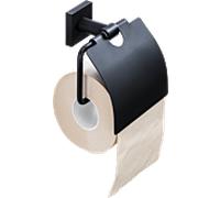 Porte-papier toilette Bravat Quaruna 753999 avec couvercle, à coller ou à visser, noir mat