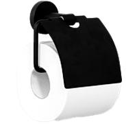 Porte-papier toilette Bravat Varuna 778999 avec couvercle, à coller ou à visser, noir mat
