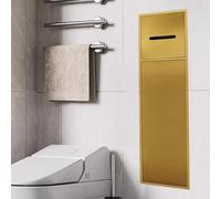 Porte-papier toilette et porte-brosse muraux en acier inoxydable doré de qualité supérieure - Accessoire de salle de bain élégant et étanche pour une décoration intérieure moderne - Distribu