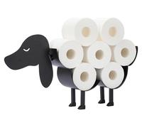 Porte-papier toilette noir en métal, à fixer au mur, avec une décoration en forme de chien pour la salle de bains