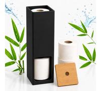 Porte-Papier Toilette Relaxdays, 4 Rouleaux, Noir/Naturel | H x l x P : 46,4 x 14 x 14 cm, porte-papier toilette sur pied
