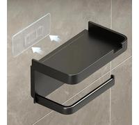 Porte-papier toilette, support de rangement en plastique, porte-serviettes de cuisine, support mural pour salle de bain, porte-rouleau de papier essuie-tout, organiseur de téléphone Black Double Layer