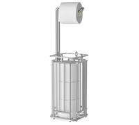 Porte-papier toilette sur pied avec espace de rangement pour les rouleaux de rechange, pour la salle de bains et les toilettes, convient également pour la cuisine, noir