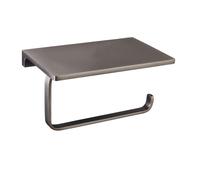 Porte papier toilettes mural avec étagère NIL en laiton métal gris 15,8 cm