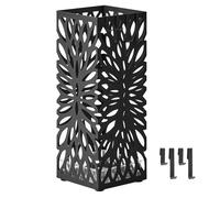 Porte-parapluie, Carré, en Acier, pour Parapluies et Cannes, avec Réceptacle d’Eau Amovible, 4 Crochets, Noir