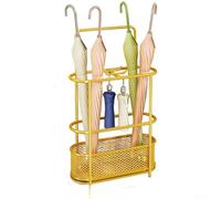Porte-parapluie d'intérieur avec bac à eau - Support en métal robuste pour couloir et bureau - Design peu encombrant pour les brochures humides - Noir mat 20 x 15 x 50 cm (doré)