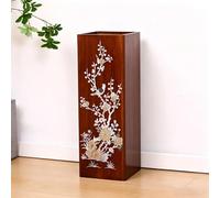 Porte-parapluie en bois massif avec plateau de drainage amovible, motif vintage, seau de rangement pour entrée, support décoratif pour salon et couloir