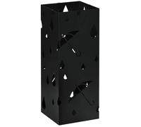 HomCom Porte-parapluie design H. 41 cm – acier noir, 4 crochets, bac à eau