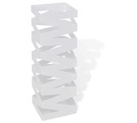 Porte-parapluies carré en acier blanc 48,5 cm avec plateau amovible et support de rangement