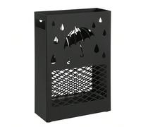 Porte-parapluies en métal, Support à rectangulaire, avec réceptacle d'eau amovible, 4 crochets, motifs ajourés, pour entrée, bureau, Noir ORGANISEZ TOUT EN DÉCORANT : Plus qu'un simple endroit pour or