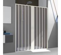 PORTE PAROI DOUCHE PVC PLIANTE NICHE 2 PORTES BLANC OUVERTURE CENTRALE H185 CM
