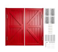 Porte Partition Intérieure, Portillon Bois en Pin Massif, Portes Battante, Demi-Porte Pivotante pour Cuisine, Escalier, Salle de Bain, Ouverture Bidirectionnelle(Red,127x90 cm (WxH))